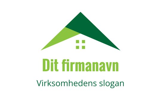Moderne grønn logo med trekantet tak og vinduselementer