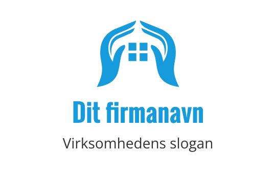Hender som danner et huslogo i blå nyanser