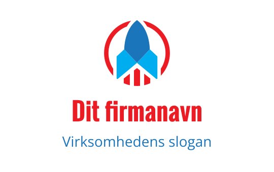 Fet rakettlogo design i rødt og blått med sirkulære detaljer