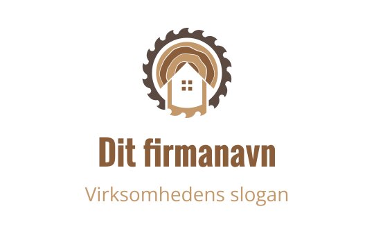 Rustikk logo med et hus i en sirkelsagblad
