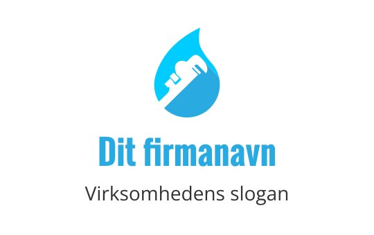 Moderne blå vanndråpe logo med en skiftenøkkel silhuett
