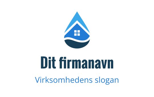 Moderne blå huslogo med et vanndråteelement