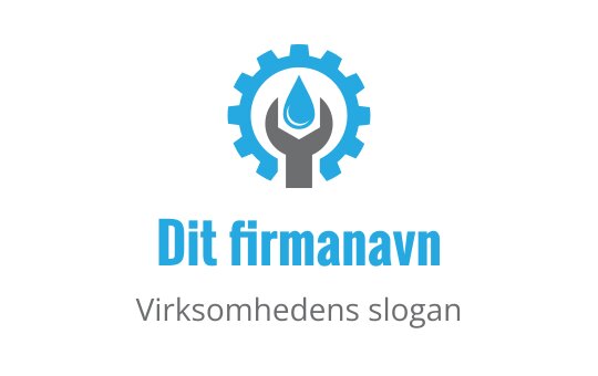 Moderne logo design med en skiftenøkkel og vanndråpe i et tannhjul