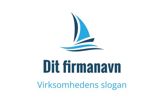 Strømlinjeformet blå seilbåtlogo med bølger under
