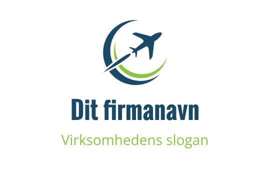 Moderne logo design med et fly og sirkulære elementer i blått og grønt