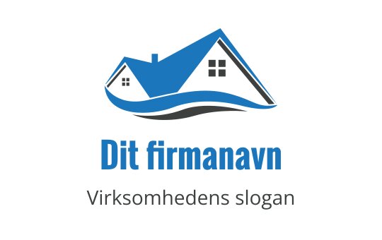 Moderne huslogo med blått tak og flytende bølgeelement