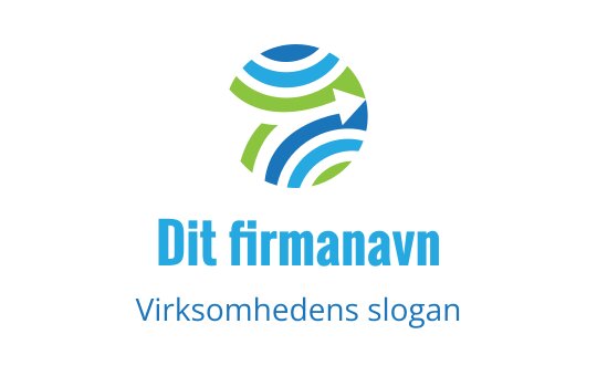 Moderne sirkulær logo med blå og grønne buede linjer og en pil